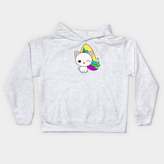 Unicat Unicorn Kawaii Cat Kids Hoodie by charlescheshire